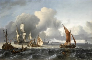 Landscapes Painting - the merchant shipping anchorage in the texel and oude schild to the north west